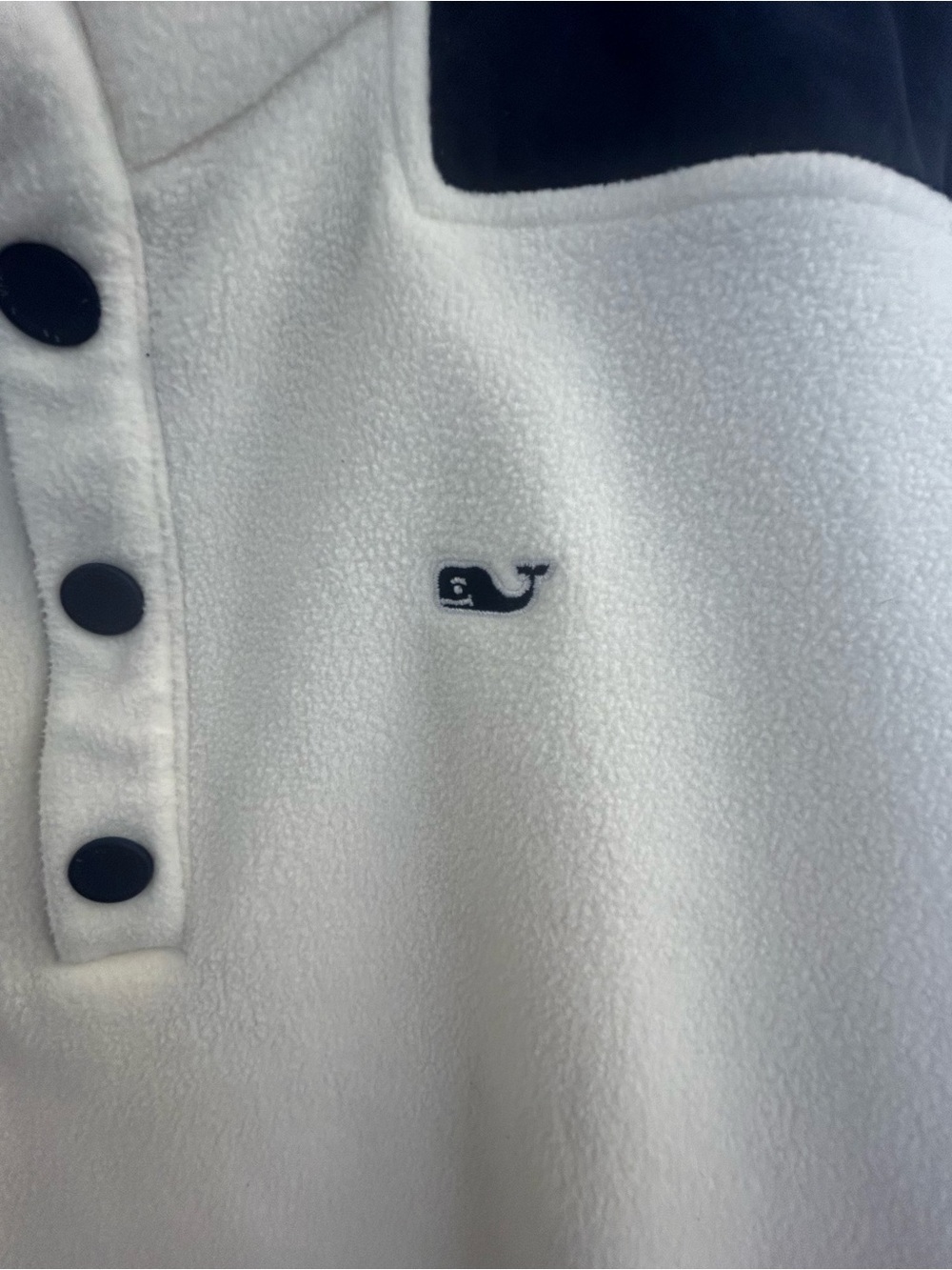 Vineyard Vines Cream Fleece Crewneck with Navy Accents - Picture 4 of 5